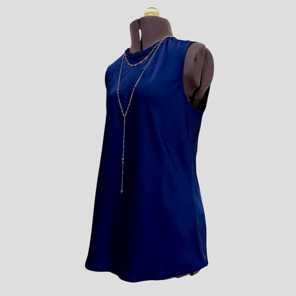 J Crew Sleeveless Ruffle-neck shell in satin-crepe Size XXS - Picture 3 of 11